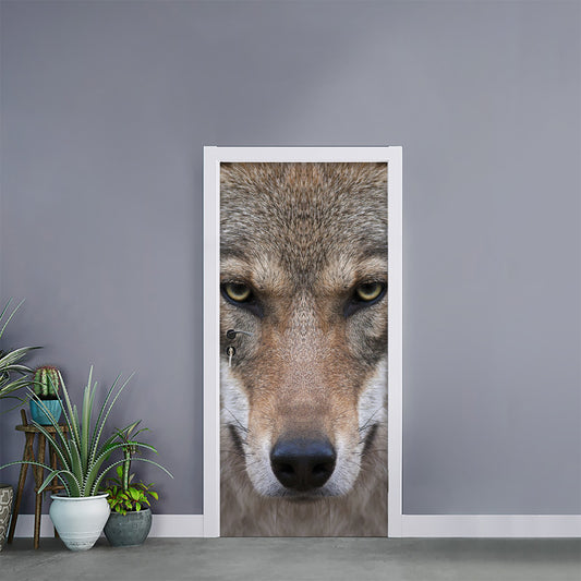 Jungle Wolf Print Door Sticker