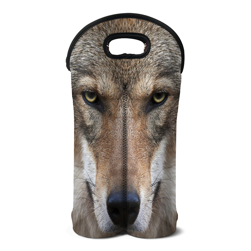 Jungle Wolf Print Double Neoprene Wine Tote