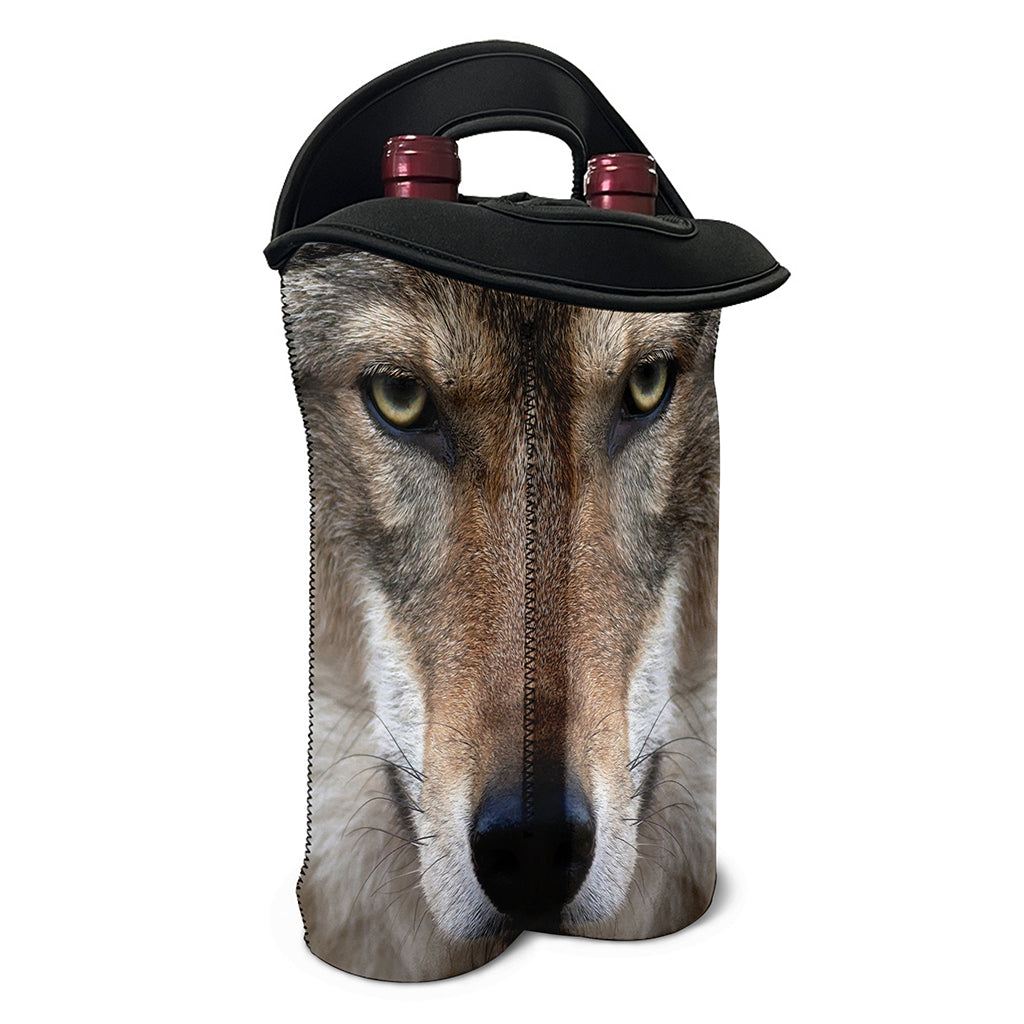Jungle Wolf Print Double Neoprene Wine Tote