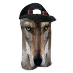 Jungle Wolf Print Double Neoprene Wine Tote
