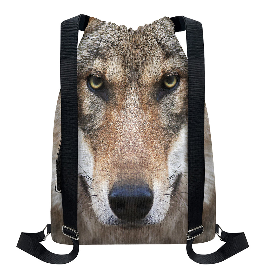 Jungle Wolf Print Drawstring Backpack