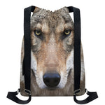 Jungle Wolf Print Drawstring Backpack
