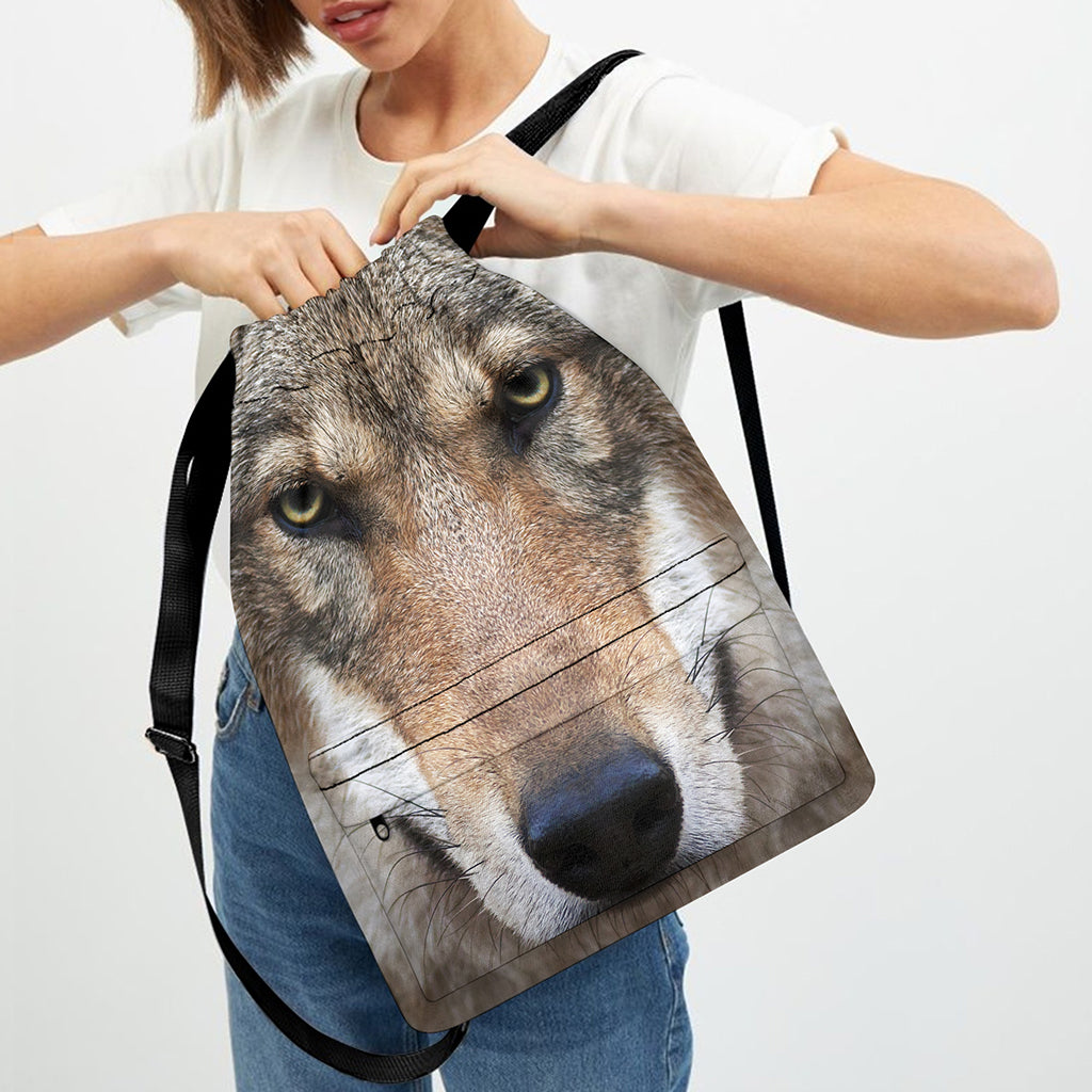 Jungle Wolf Print Drawstring Backpack