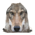 Jungle Wolf Print Drawstring Bag