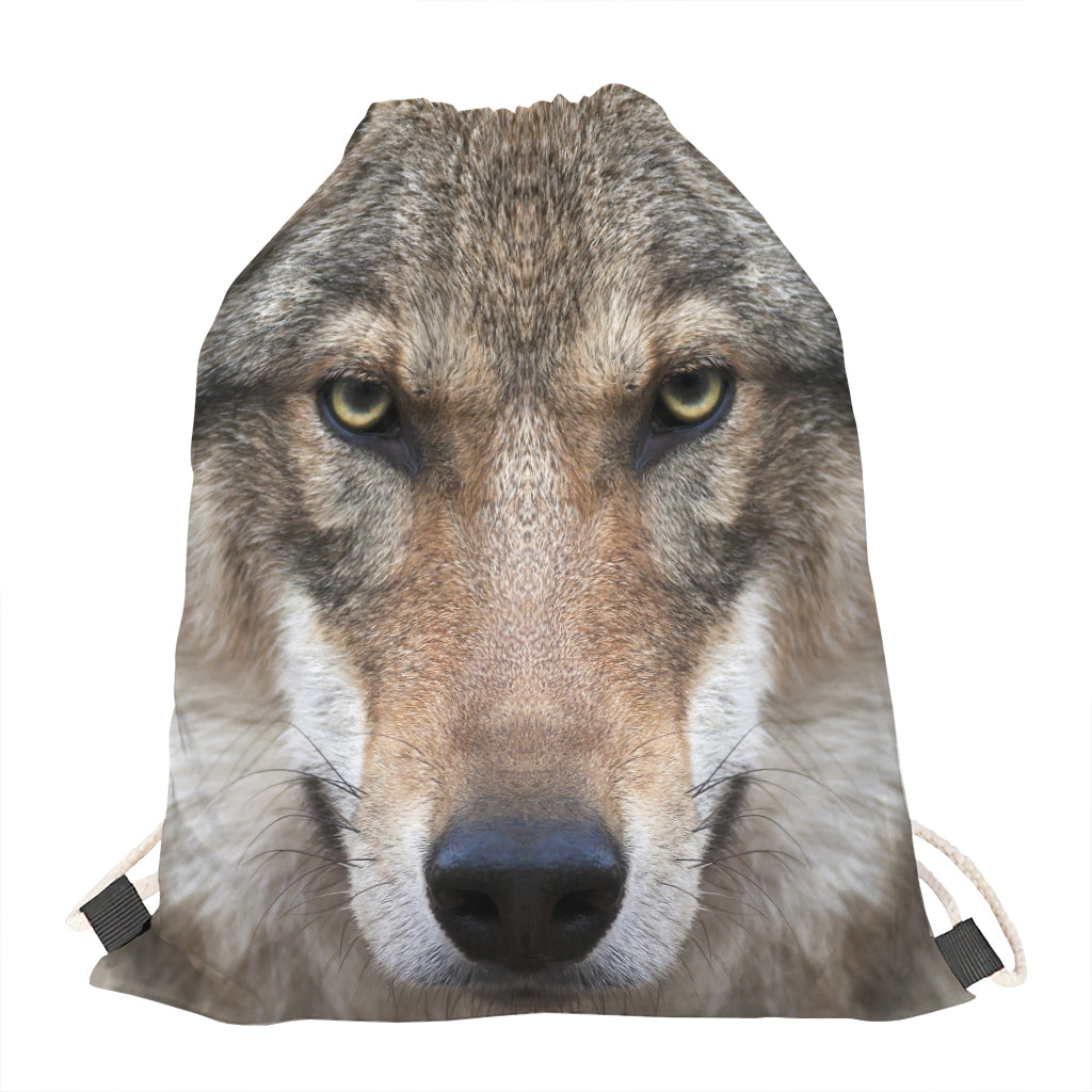 Jungle Wolf Print Drawstring Bag