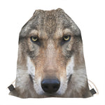 Jungle Wolf Print Drawstring Bag