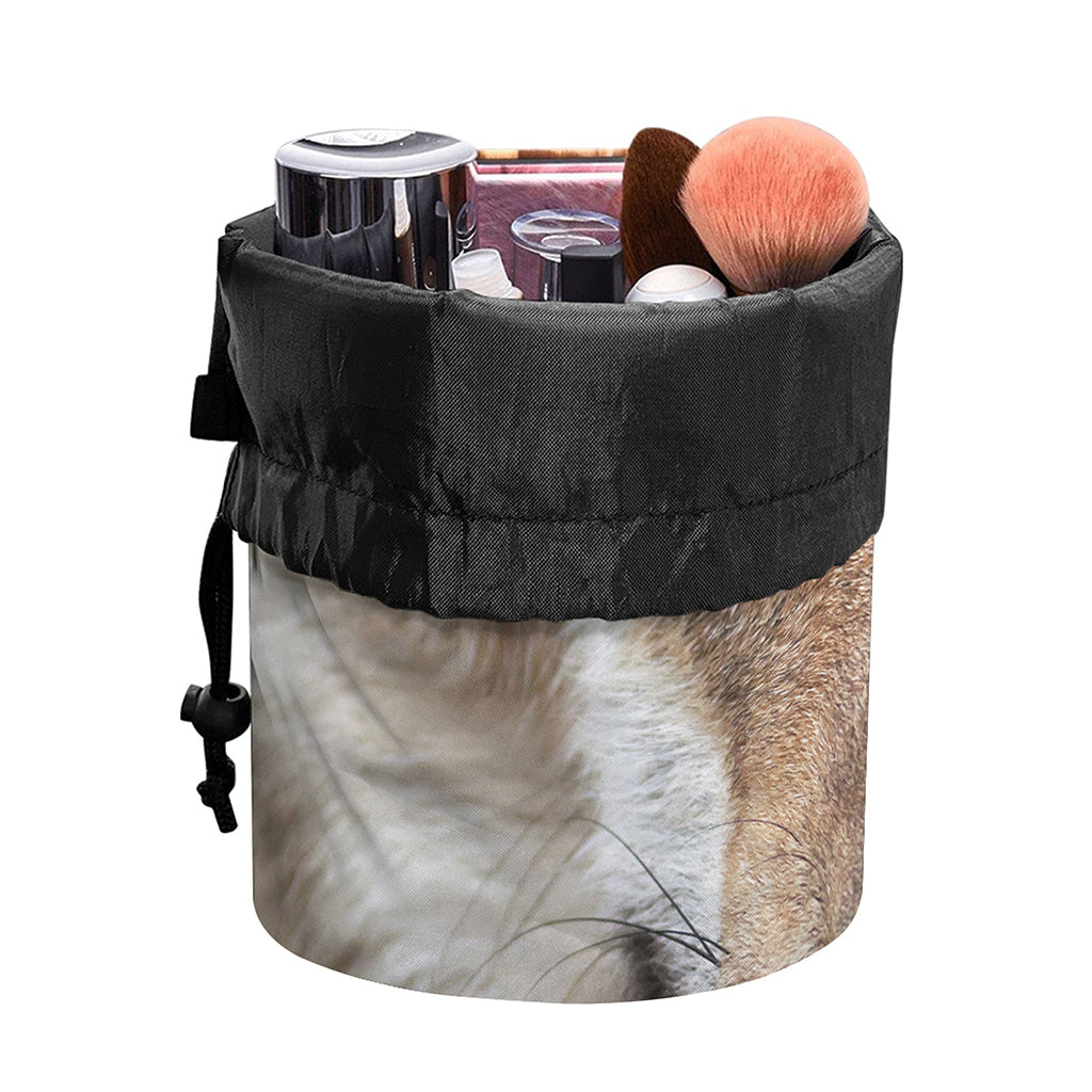 Jungle Wolf Print Drawstring Makeup Bag
