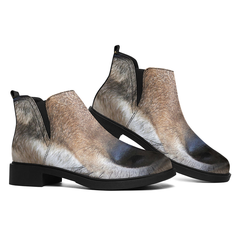 Jungle Wolf Print Flat Ankle Boots