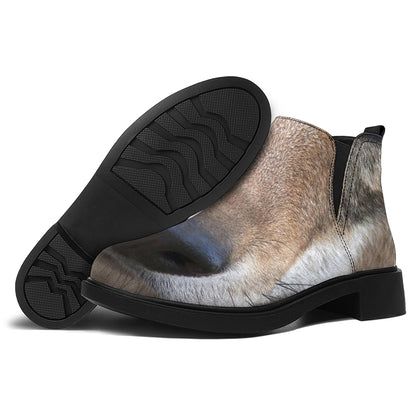 Jungle Wolf Print Flat Ankle Boots