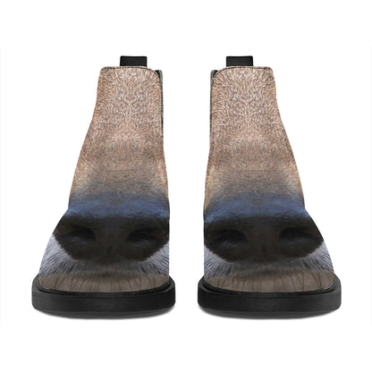 Jungle Wolf Print Flat Ankle Boots