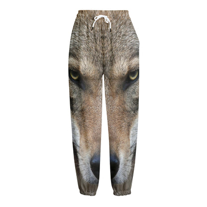 Jungle Wolf Print Fleece Lined Knit Pants