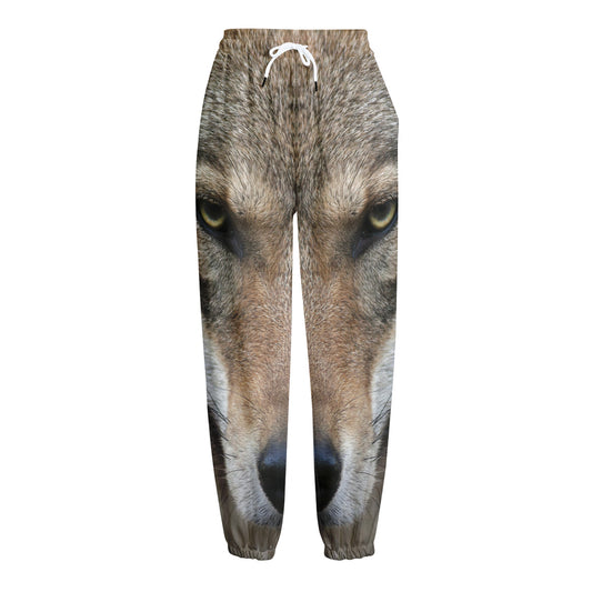 Jungle Wolf Print Fleece Lined Knit Pants