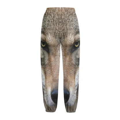 Jungle Wolf Print Fleece Lined Knit Pants