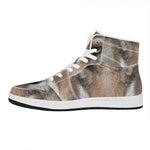 Jungle Wolf Print High Top Leather Sneakers