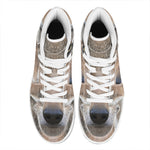 Jungle Wolf Print High Top Leather Sneakers