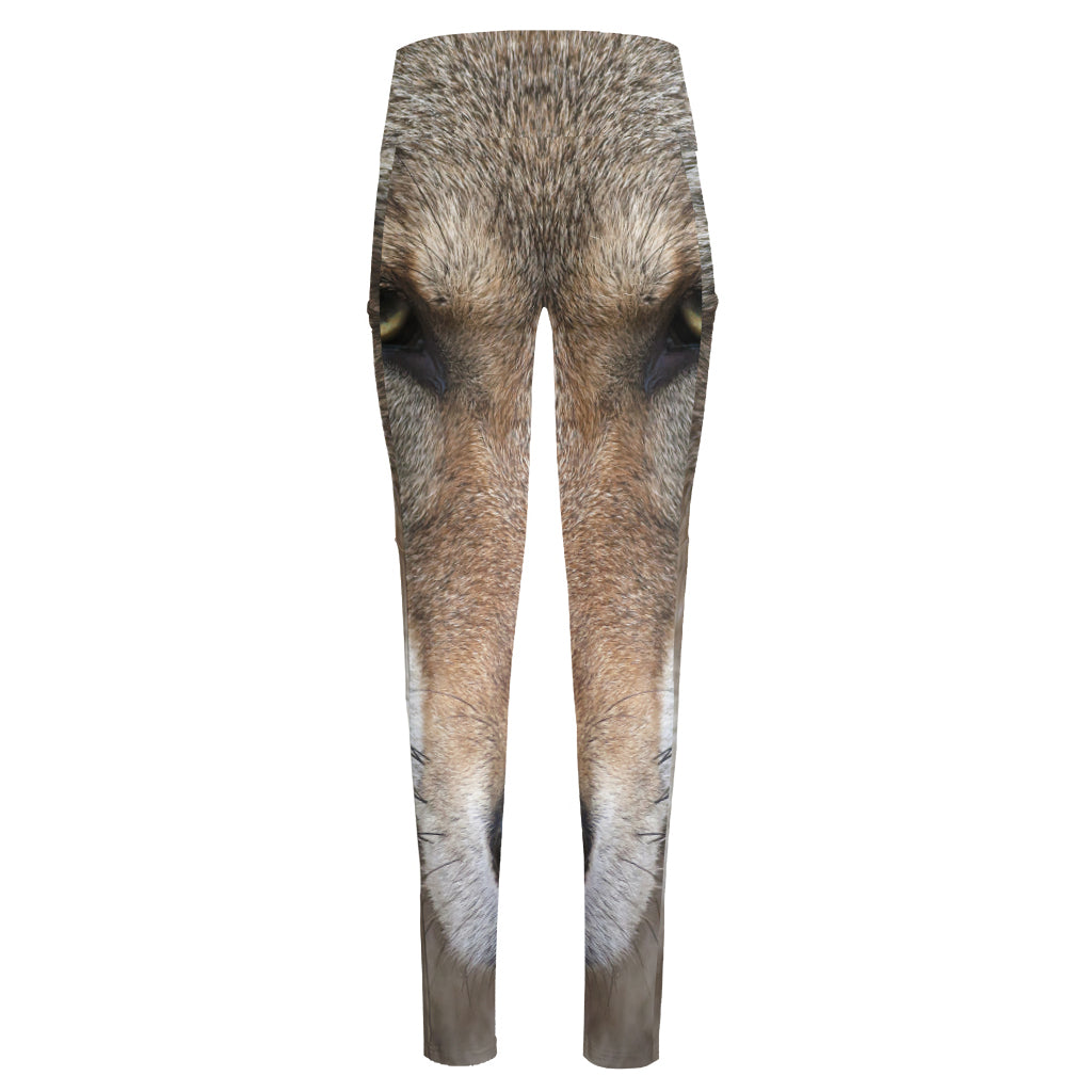 Jungle Wolf Print High-Waisted Pocket Leggings