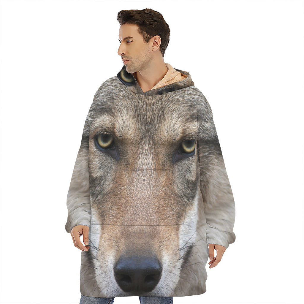 Jungle Wolf Print Hoodie Blanket