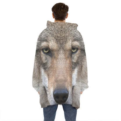 Jungle Wolf Print Hoodie Blanket