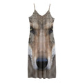 Jungle Wolf Print Jersey Midi Cami Dress