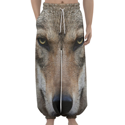 Jungle Wolf Print Lantern Pants