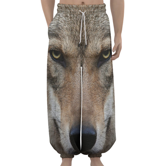 Jungle Wolf Print Lantern Pants
