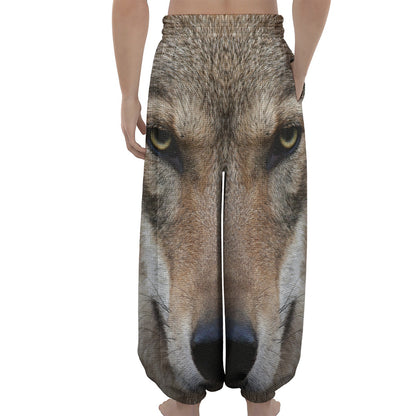 Jungle Wolf Print Lantern Pants
