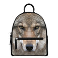 Jungle Wolf Print Leather Backpack