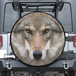 Jungle Wolf Print Leather Spare Tire Cover