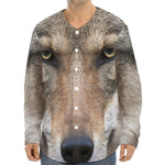 Jungle Wolf Print Long Sleeve Baseball Jersey