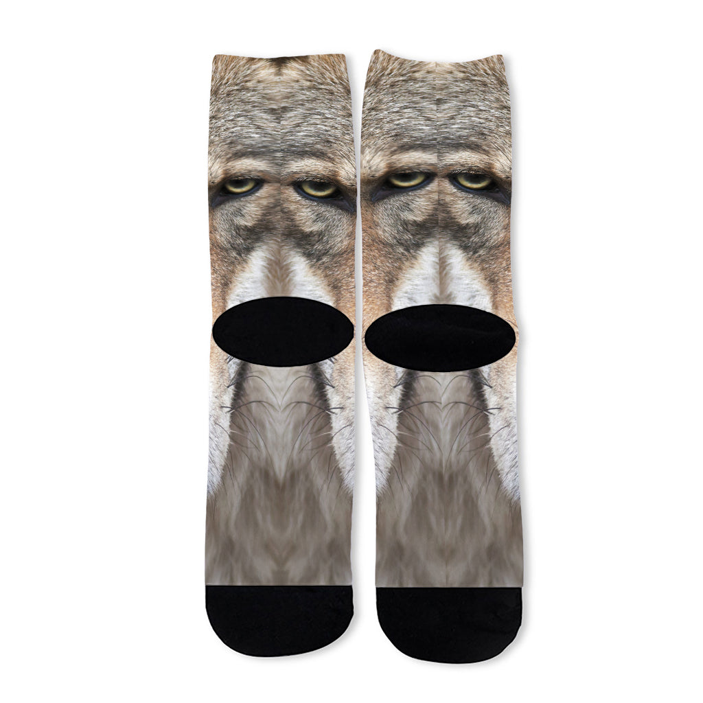 Jungle Wolf Print Long Socks