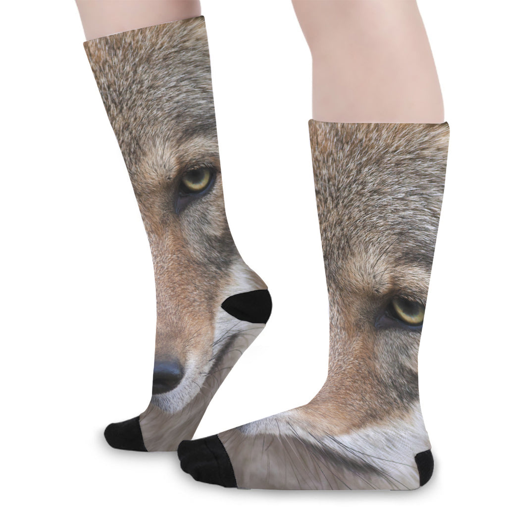 Jungle Wolf Print Long Socks