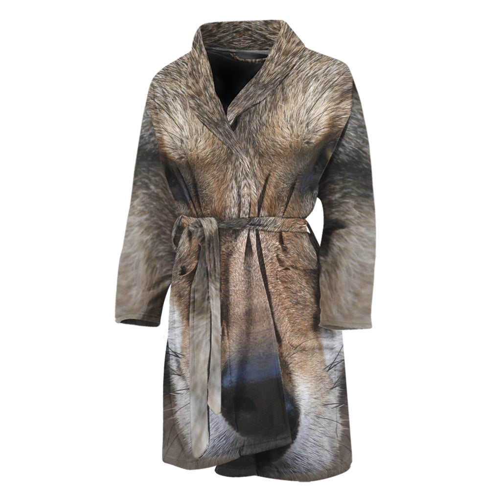 Jungle Wolf Print Men's Bathrobe