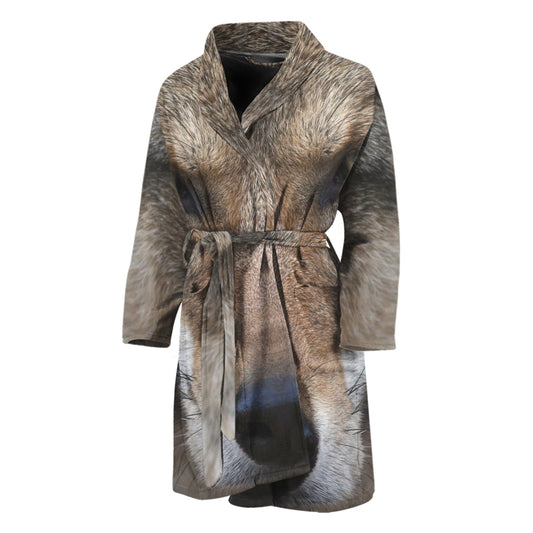 Jungle Wolf Print Men's Bathrobe