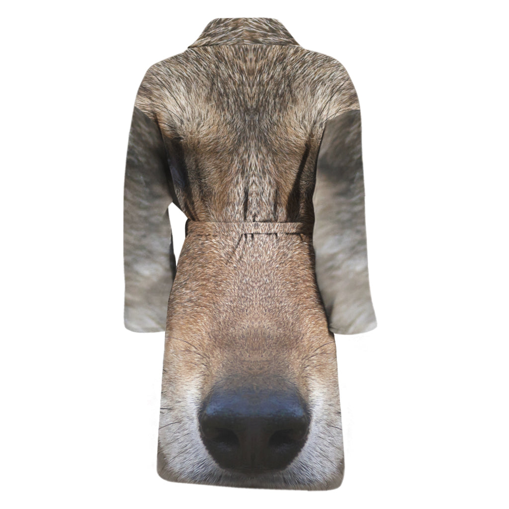 Jungle Wolf Print Men's Bathrobe