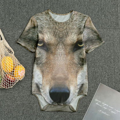 Jungle Wolf Print Men's Bodysuit