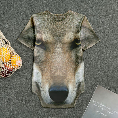 Jungle Wolf Print Men's Bodysuit