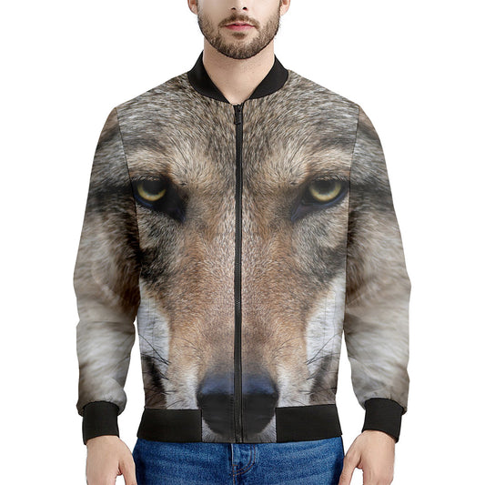 Jungle Wolf Print Men's Bomber Jacket