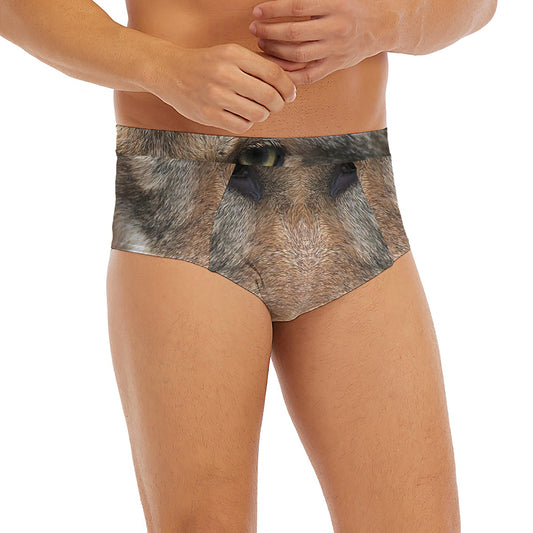 Jungle Wolf Print Men's Briefs
