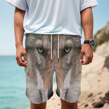 Jungle Wolf Print Men's Cargo Shorts
