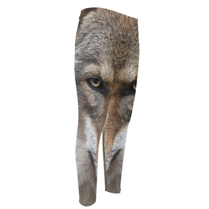Jungle Wolf Print Men's Compression Pants