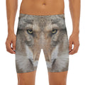Jungle Wolf Print Men's Long Boxer Briefs