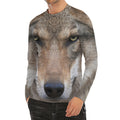 Jungle Wolf Print Men's Long Sleeve Rash Guard