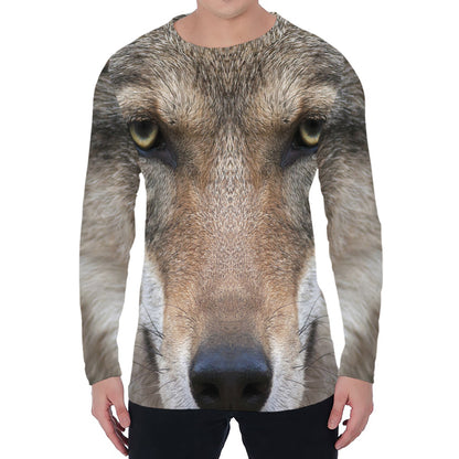 Jungle Wolf Print Men's Long Sleeve T-Shirt