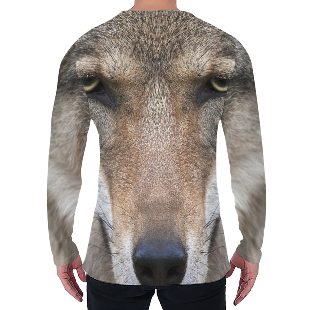Jungle Wolf Print Men's Long Sleeve T-Shirt