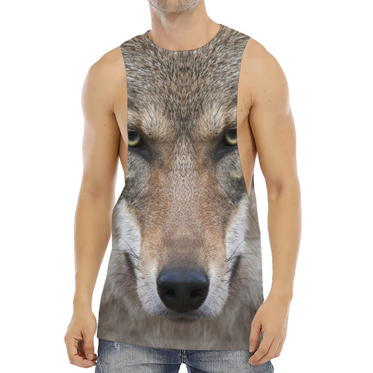 Jungle Wolf Print Men's Muscle Tank Top