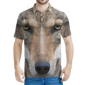 Jungle Wolf Print Men's Polo Shirt