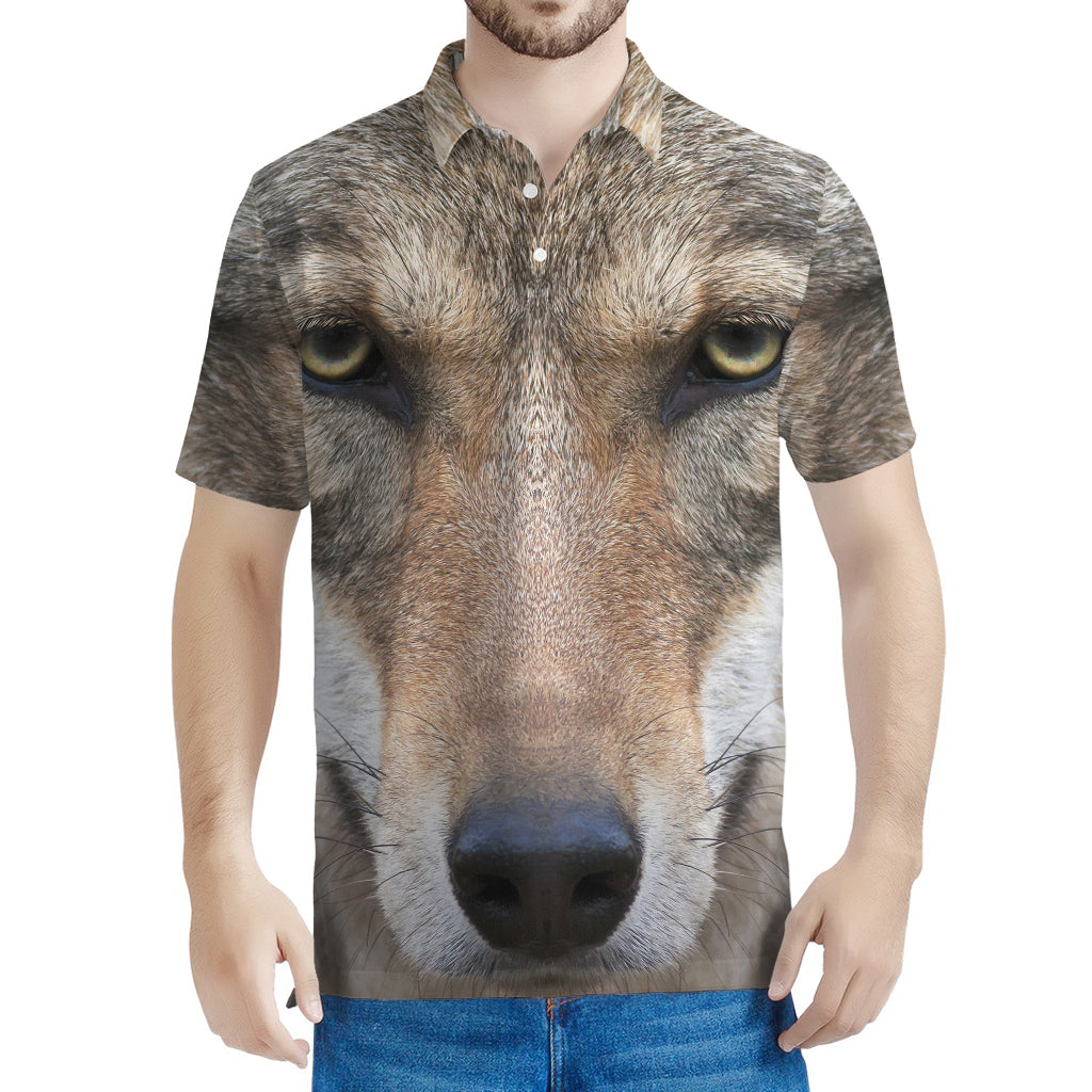Jungle Wolf Print Men's Polo Shirt
