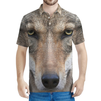 Jungle Wolf Print Men's Polo Shirt