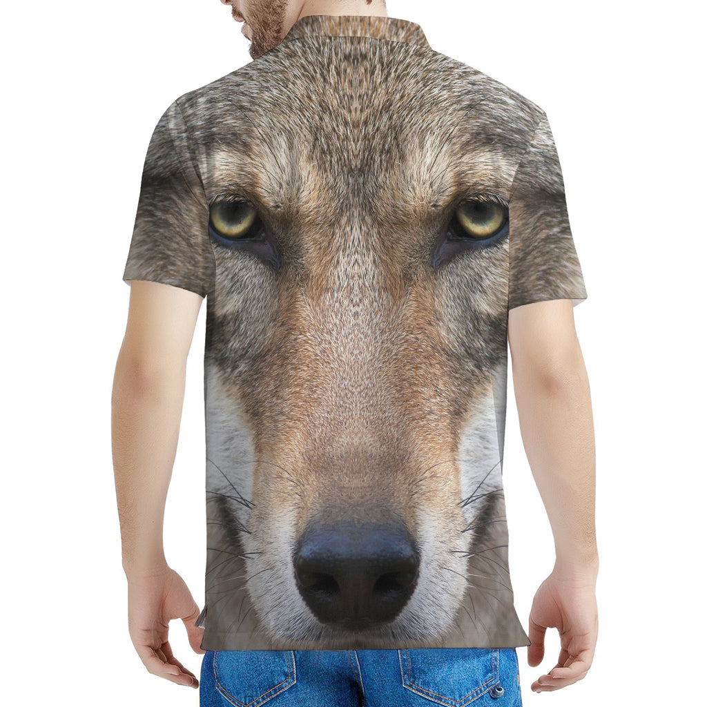 Jungle Wolf Print Men's Polo Shirt