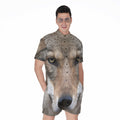 Jungle Wolf Print Men's Romper